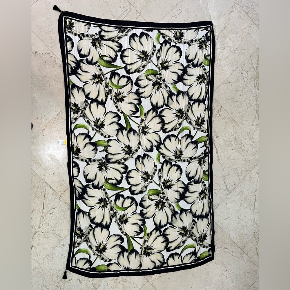 Tropical Floral Sarong with tassels